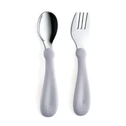 Babyjem Lepel En Vork Staal Grijs> Bestek