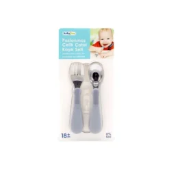 Babyjem Lepel En Vork Staal Grijs><noscript><img width=