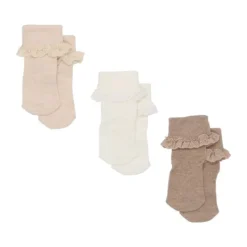 BD Collection Sokjes Kant - 3 Stuks - 0-6mnd - Multi Beige><noscript><img width=