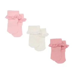 BD Collection Sokjes Kant - 3 Stuks - 0-6mnd - Multi Pink><noscript><img width=