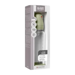 BIBS Fles - Medium Flow - Ronde Speen - 240 ml - Glas/Silicone - Ivory><noscript><img width=