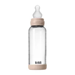 BIBS Fles - Medium Flow - Ronde Speen - 240 ml - Glas/Silicone - Ivory><noscript><img width=
