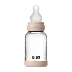 BIBS Fles - Slow Flow - Ronde Speen - 120 ml - Glas/Silicone - Baby Blue><noscript><img width=