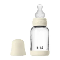 BIBS Fles - Slow Flow - Ronde Speen - 120 ml - Glas/Silicone - Baby Blue><noscript><img width=