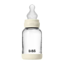 BIBS Fles - Slow Flow - Ronde Speen - 120 ml - Glas/Silicone - Baby Blue><noscript><img width=