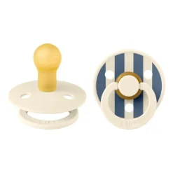 BIBS Fopspeen Latex Studio Pin Ivory Steel Blue Mix Size 1 (2-Pack)> Fopspenen 0-6 Maanden|Fopspenen 12+ Maanden