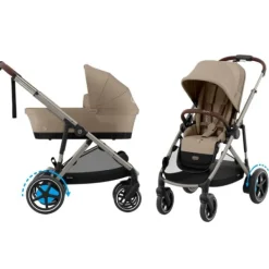 Cybex E-Gazelle S Kinderwagen 2-in-1  met reiswieg Almond Beige / Beige> Uitbreidbare Kinderwagens|Tweeling Kinderwagens