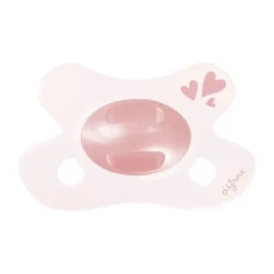 Difrax Natural Fopspeen - Newborn - Soft Pink Hearts> Fopspenen 0-6 Maanden|Fopspenen 6+ Maanden