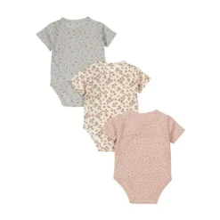 Dirkje Romper Korte Mouw Multi Colour Pink 3-Pack 44> Rompertjes