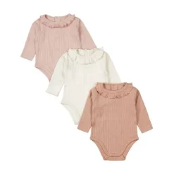 Dirkje Romper Lange Mouw Multi Colour Pink 3-Pack 50/56> Rompertjes