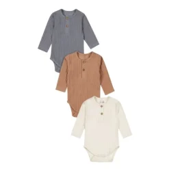 Dirkje Romper Lange Mouw Multi Colour Blue 3-Pack 50/56> Rompertjes