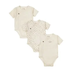 Dirkje Romper Overslag Korte Mouw Off White 3-Pack 44> Rompertjes