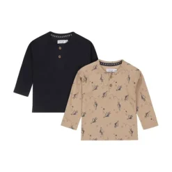 Dirkje T-Shirt Henley 2-Pack – Maat 62 – Taupe + Navy><noscript><img width=