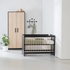 Europe Baby Hanglegkast 2 Deuren Nova Zwart/Eiken><noscript><img width=