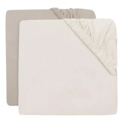 Jollein Hoeslaken Boxmatras - 2 Pack - 75 x 95 cm - Jersey - Nougat><noscript><img width=