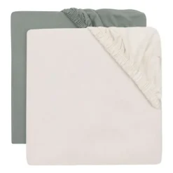 Jollein Hoeslaken Jersey - 40/50x80/90 cm - 2 Stuks - Sea Green/Ivory> Hoeslakens