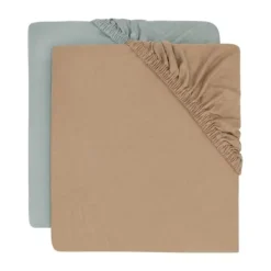 Jollein Hoeslaken Jersey - 2 Stuks - 70/75 x 140/150 cm - Sea Green/Biscuit> Hoeslakens