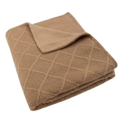 Jollein Ledikantdeken Check Knit Biscuit / Teddy Fleece 100 x 150 cm> Ledikantdekens