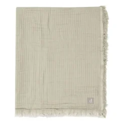 Jollein Ledikantdeken Fringe Olive Green / Ivory GOTS 120 x 120 cm> Ledikantdekens