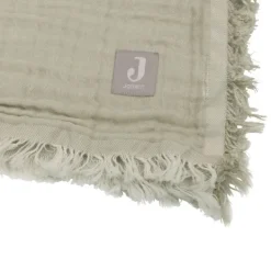 Jollein Ledikantdeken Fringe Olive Green / Ivory GOTS 120 x 120 cm><noscript><img width=