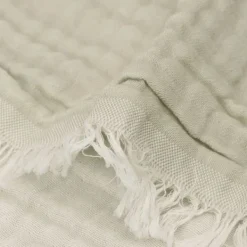 Jollein Ledikantdeken Fringe Olive Green / Ivory GOTS 120 x 120 cm><noscript><img width=