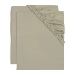 Jollein Ledikanthoeslaken Jersey Olive Green 60 x 120 cm 2-Pack> Hoeslakens