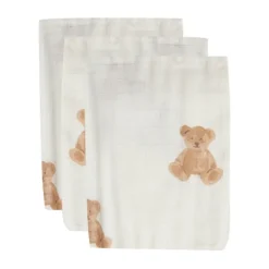 Jollein Washandje Hydrofiel Teddy Bear 3-pack> Washandjes