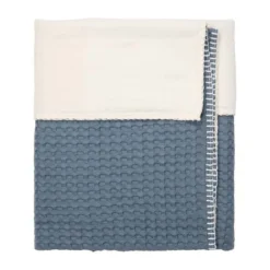 Koeka Amsterdam Wafel Wiegdeken - Maat 100 x 75 - Cotton Fleece - Bluestone> Wiegdekens