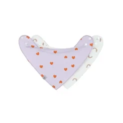 Lässig Bandana Happy Rascals Heart Lavender 2-Pack> Slabben