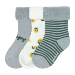 Lässig Terry Socks GOTS - 3-pack - Lemon Light Blue - Maat 12-14><noscript><img width=
