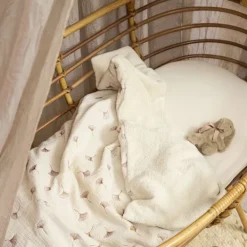 Meyco Baby Gingko Wiegdeken - 75 x 100 cm - Pre-Washed hydrofiel - Soft Sand><noscript><img width=