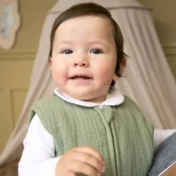 Meyco Baby Slaapzak Hydrofiel Gevoerd Uni Pre-Washed Olive Green 90 cm><noscript><img width=