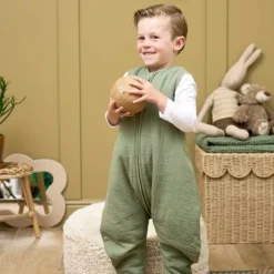 Meyco Baby Slaapzak Jumper Winter Hydrofiel Uni Pre-Washed Olive Green 92 cm><noscript><img width=