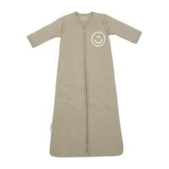 Meyco Baby Slaapzak Met Afritsbare Mouwen Slub Met Smile Applicatie Taupe / Offwhite 70 cm> 4-Seizoenen Slaapzakken|Winter Slaapzakken