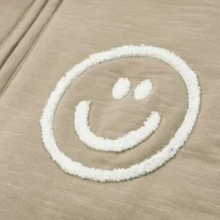 Meyco Baby Slaapzak Met Afritsbare Mouwen Slub Met Smile Applicatie Taupe / Offwhite 70 cm><noscript><img width=