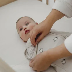 Meyco Cocoon Inbakerslaapzak - 70 cm - Penguin - Soft Sand><noscript><img width=