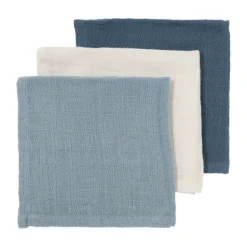 Meyco Hydrofiele Monddoekjes - 3 stuks - 30x30cm - Natural / Jeans Blue / Indigo><noscript><img width=