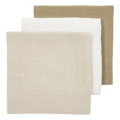 Meyco Multidoek Hydrofiel Pre-Washed Uni Offwhite/Soft Sand/Taupe 70 x 70 cm 3-Pack> Monddoekjes / Spuugdoekjes