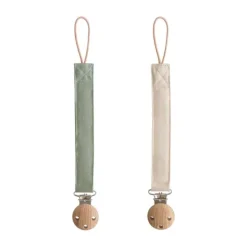 Mushie Speenkoord Linnen Olive/Shifting Sand 2-Pack><noscript><img width=