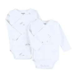 Noukie's B&M Rompers - 2 stuks - Maat 68 - Lange Mouw - Bio Katoen - Wit><noscript><img width=