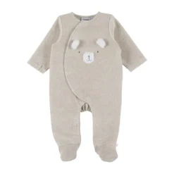 Noukie's F&O Pyjama Met Borduursel - 00 Mnd - Velours - Beige> Pyjama's