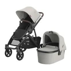 UPPAbaby Kinderwagen 2-in-1 Vista V3 Dillan Stone Blue Met Carbon Frame En Sand Leather><noscript><img width=