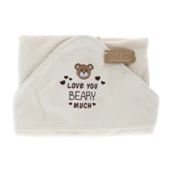 VIB Love You BEARY Much Badcape - 75 x 75 cm - Beige> Badcapes
