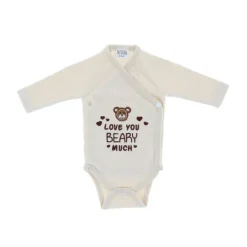 VIB Love You BEARY Much Overslag Romper - 0-3 Mnd - Beige> Rompertjes