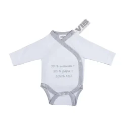 VIB Romper - 50% maman + 50% papa = 100% moi - Wit/Grijs> Rompertjes
