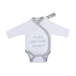 VIB Romper - Je suis le petit bandit de papa - Wit/Grijs> Rompertjes